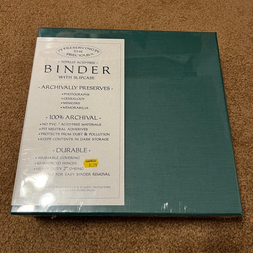 Archival Binder with Slipcase in Teal - Durable Photo & Memorabilia Storage